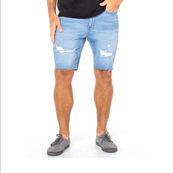 No Boundaries Mens Slim Fit Denim Distressed Jean Shorts NEW - Picture 3 of 5